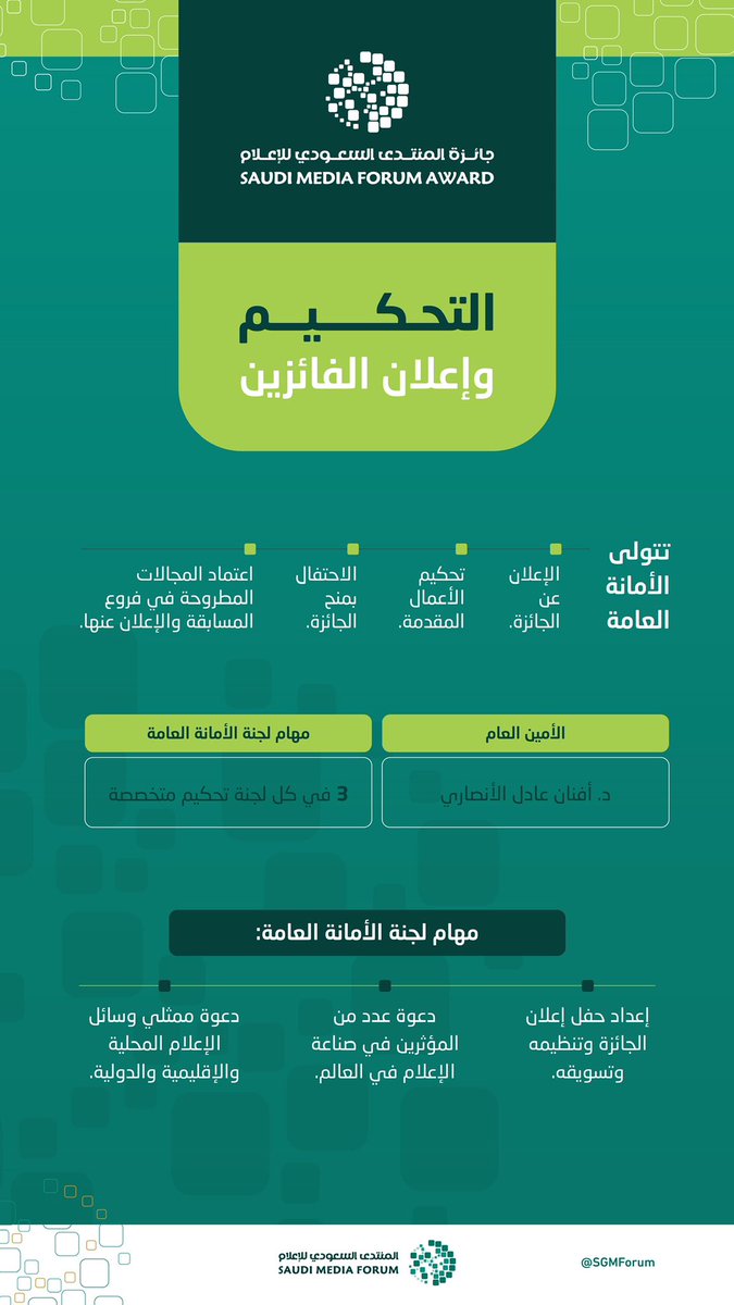 saudi_mf's tweet photo. جائزة #المنتدى_السعودي_للإعلام في نسختها الثانية، ومهام عديدة تقوم بها لجنة الأمانة العامة من أجل تحكيم الأعمال المقدمة. https://t.co/QYuwQPzDEA