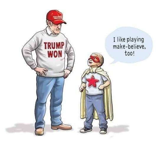 It's sad that grown-ups out there think Trump won because he told them so.