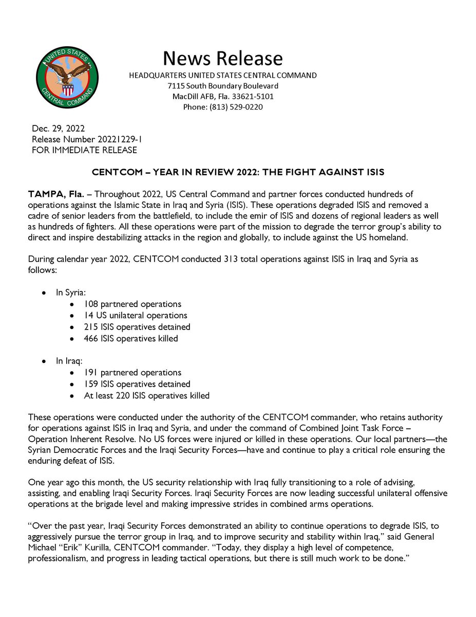KdoMagazin's tweet photo. #CENTCOM: Auch 2022 führten die #USA mit #SOCOM/#SOCCENT genau 313 Anti-Terroroperationen gegen den Islamischen Staat in #Syrien (215 Festnahmen und 466 getötete Terroristen) und im #Irak (159 Festnahmen und 220 Getötete) durch. Mehr in K-ISOM 2-2023. https://t.co/D43q4GvBGD