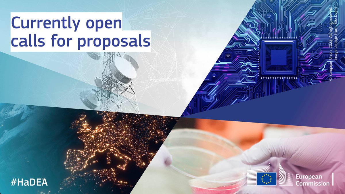EU_HaDEA's tweet photo. Are you working in the #digital, industry, #health, #space sectors?

Looking for #EUFunding opportunities for your innovative project?

Check out our current open calls for proposals⤵️
https://t.co/5pemoQc8Sp https://t.co/tZXQ6TtsRu