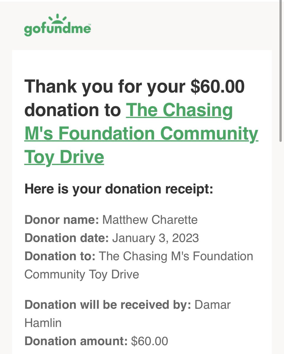 Matt_Charette_'s tweet photo. Last night’s event was tough to watch and stomach. It’s constantly on my mind. We play fantasy football and watch these games for fun, but it’s more than that. If you’re going to win your league this season I encourage you to donate. I’ve donated half #DamarHamlin @espn https://t.co/q2R1oZhVV8