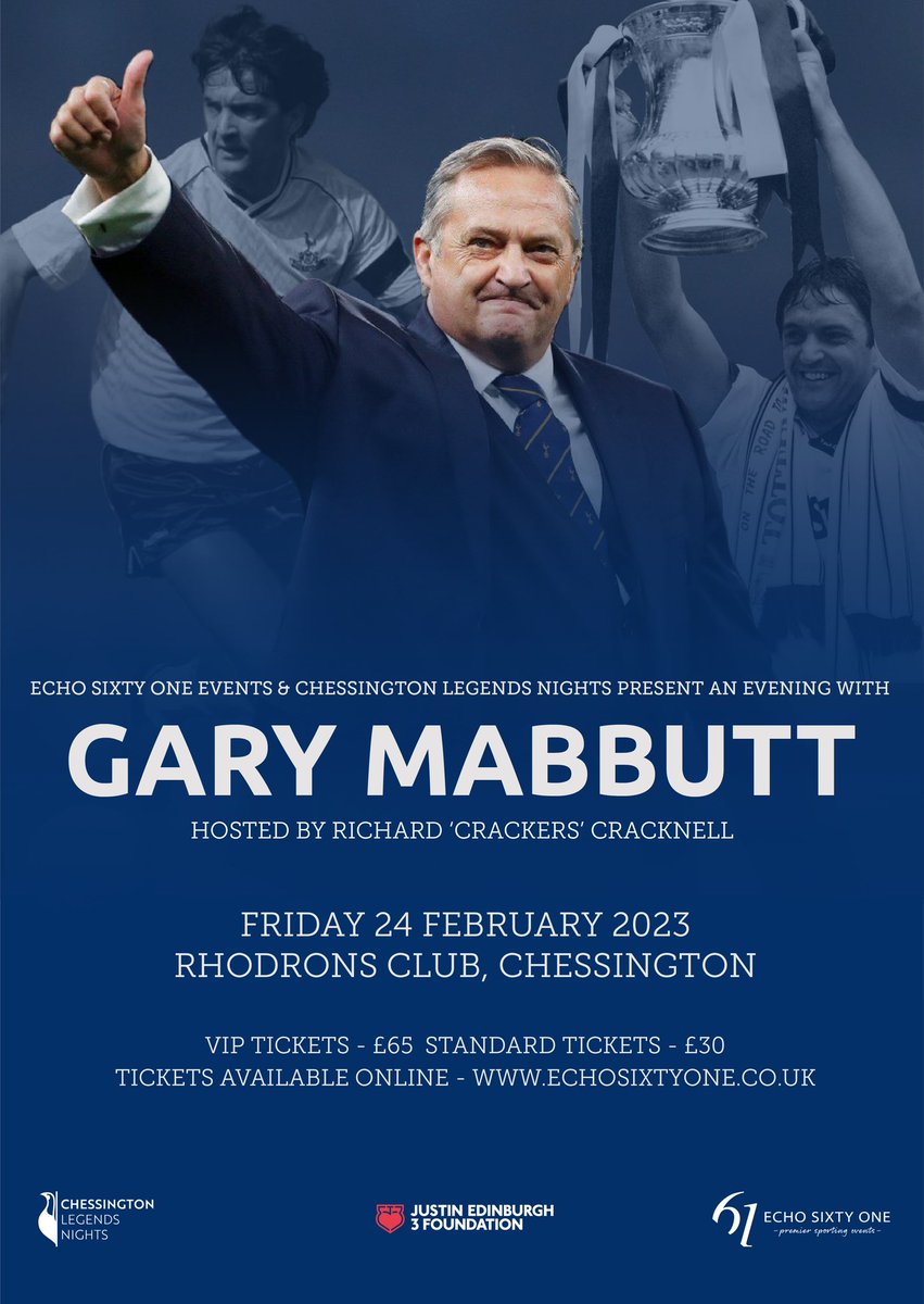 legendsofN17's tweet photo. Have you got your tickets yet; for our first event of the year, with former #Spurs captain Gary Mabbutt ?
Standard tickets £30
VIP tickets £65
Retweet’s welcome
https://t.co/NpPmboWly7…
#COYS #THFC @MrCracknell #mabbutt #surreyevents #chessington https://t.co/k5jkMGT37e