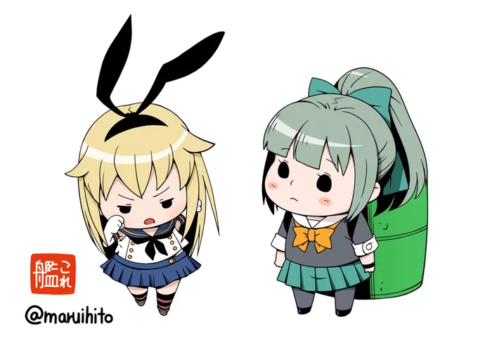 島風と夕張のカラー。#艦これ #島風 #夕張 #イラスト 