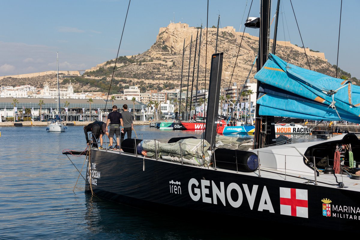 theoceanrace's tweet photo. Austrian Ocean Racing powered by Team Genova, the 6th and final #VO65, has arrived in Alicante! 

#TheOceanRace https://t.co/1MlZeWzZUI