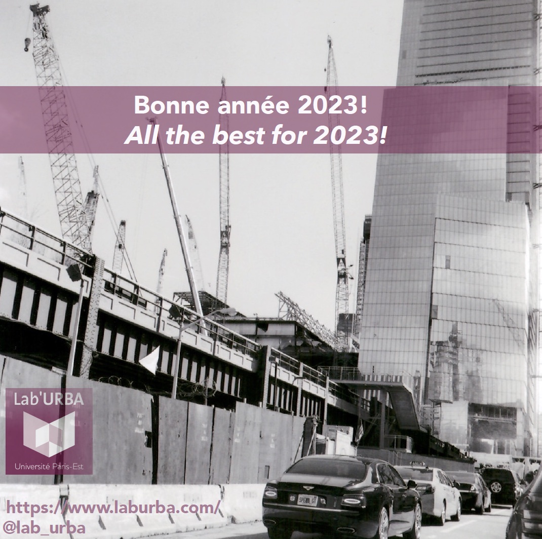 Toute l'équipe du Lab'URBA vous souhaite une excellente année 2023
@eup_ecole <a href="/eivp_paris/">.</a> @upec @UGustaveEiffel  #urbanisme