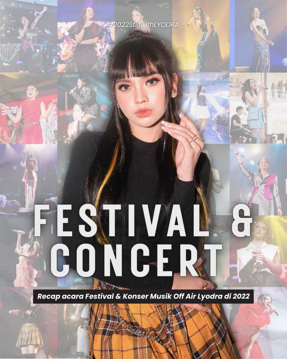 MylyodraOfc's tweet photo. #2022StillwithLYODRA - Festival &amp; Concert💃🏻

haii, MinLy mau sedikit recap perjalanan @imlyodra di 2022, dimulai dari Festival &amp; Concert yaa✨

Di 2022 ini ada 9 kota yg dikunjungi Lyodra untuk Festival &amp; Konser off air. Ada yg udah pernah nonton Fest/Konser Musik off air Lyly?🙋🏻‍♀️ https://t.co/NSB8k933Kt