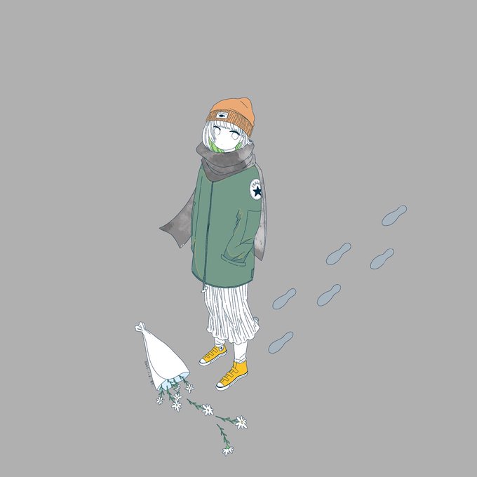 「grey scarf standing」 illustration images(Latest)