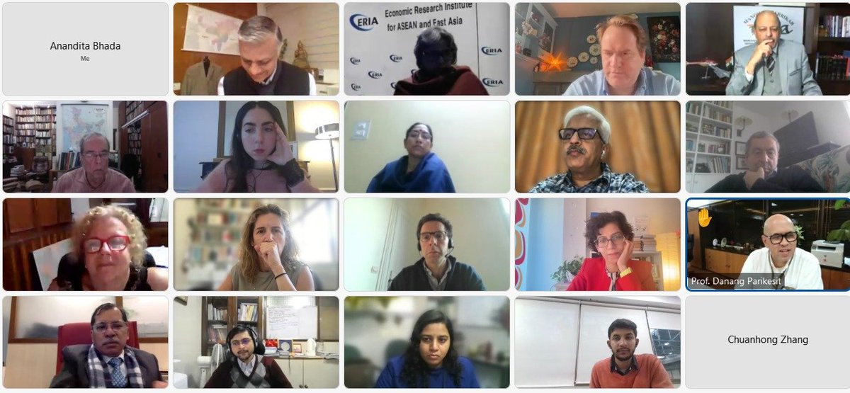 SujanChinoy's tweet photo. As joint lead Chair of TaskForce3 of @T20org @g20org it was useful to participate in 2nd virtual meeting organised by lead Chair Prof @Sachin_Chat @RIS_NewDelhi & attended by Co-Chairs from across the world.A range of ideas were floated on workstreams, side events &Policy Briefs https://t.co/jQrswhXfj2