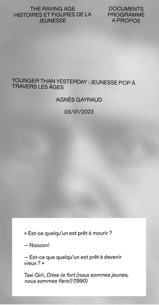 AgnesGayraud's tweet photo. J’ai écrit sur l’histoire parallèle de la pop et de la jeunesse, sur les miracles performatifs et autres effets de jeunessence encapsulés dans les chansons, avec une playlist « ancestrale jeunesse » https://t.co/f3jkHf81wM #paper #philosophy #historyoftheyouth #timeparadoxes https://t.co/C3jmufGJt0