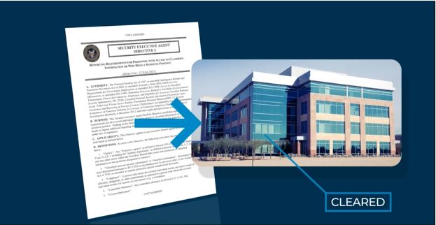 DCSAgov's tweet photo. ATTN cleared Industry: this recently released DCSA video will improve your industrial security knowledge! It provides an overview of the SEAD 3 reporting requirements for cleared contractors.
#Resources #LearnPerformProtect
https://t.co/D9cizzX7gK https://t.co/txB2dbWrnC