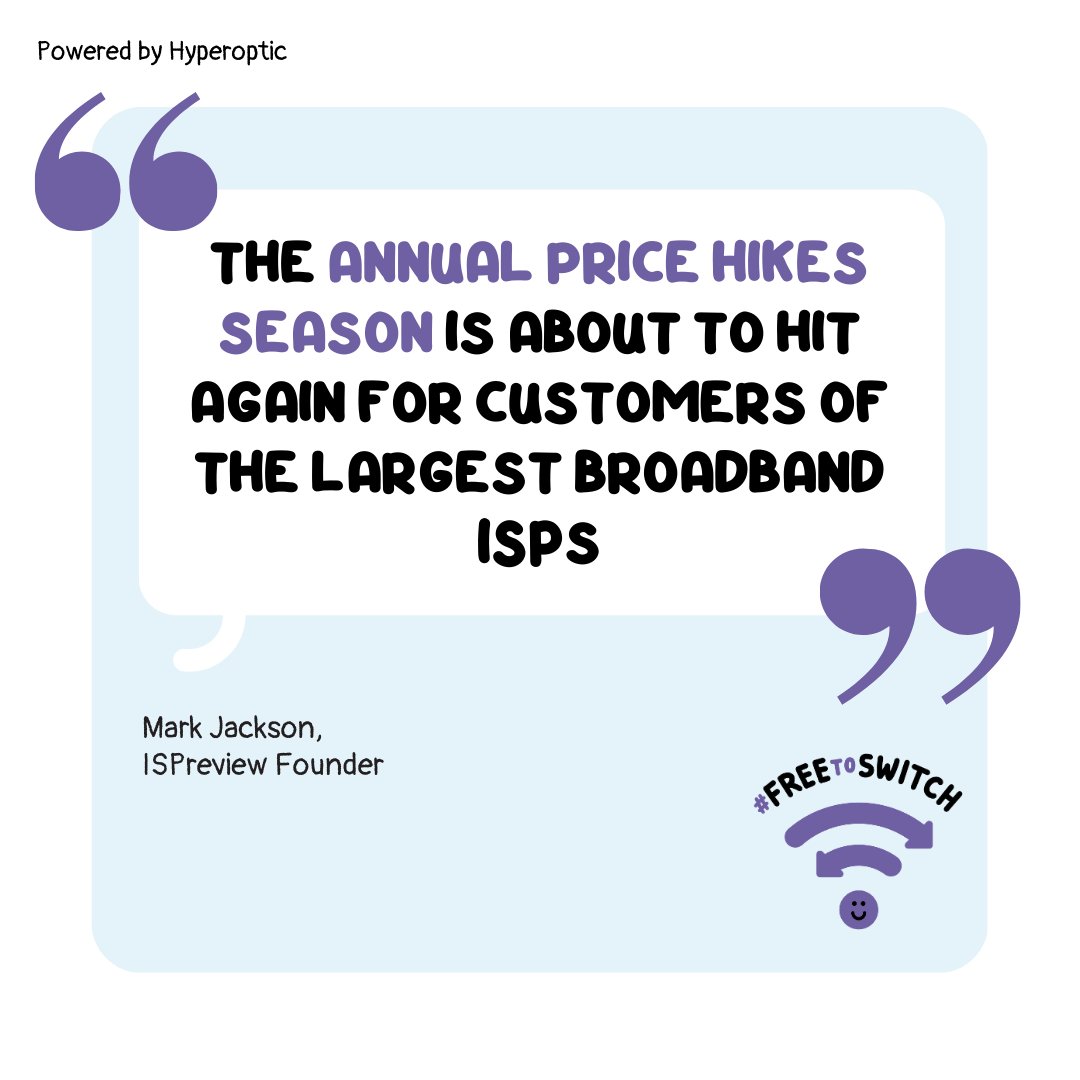 freetoswitch's tweet photo. Why? Sneaky small print lets them bake in price rises every single year.

And they’ve all chosen increases above the soaring rate of inflation.

You should be #FreeToSwitch to a better broadband deal, not trapped by sneaky small print: https://t.co/sLGqrd6n5O

@ispreview https://t.co/1fTZ6iaxwZ