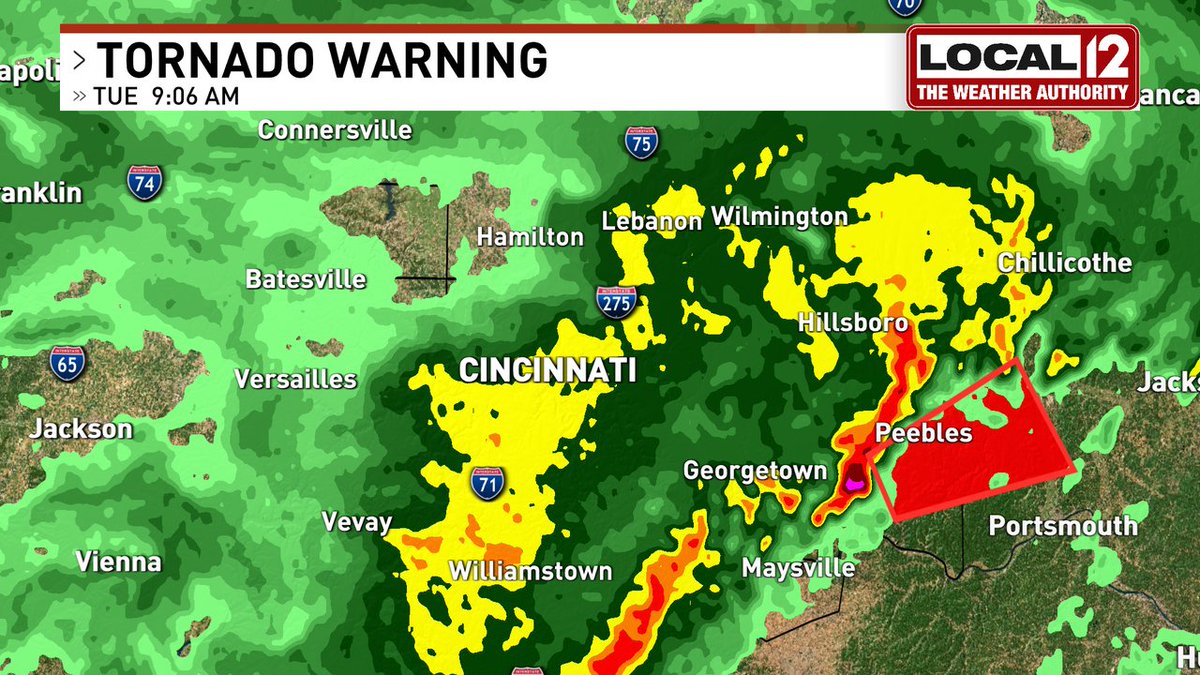 A Tornado WARNING has been issued for Scioto, Adams, Pike until 1/03 9:30AM. Get to the lowest floor of your home. Visit local12.com for updated radar and to download The Weather Authority App.