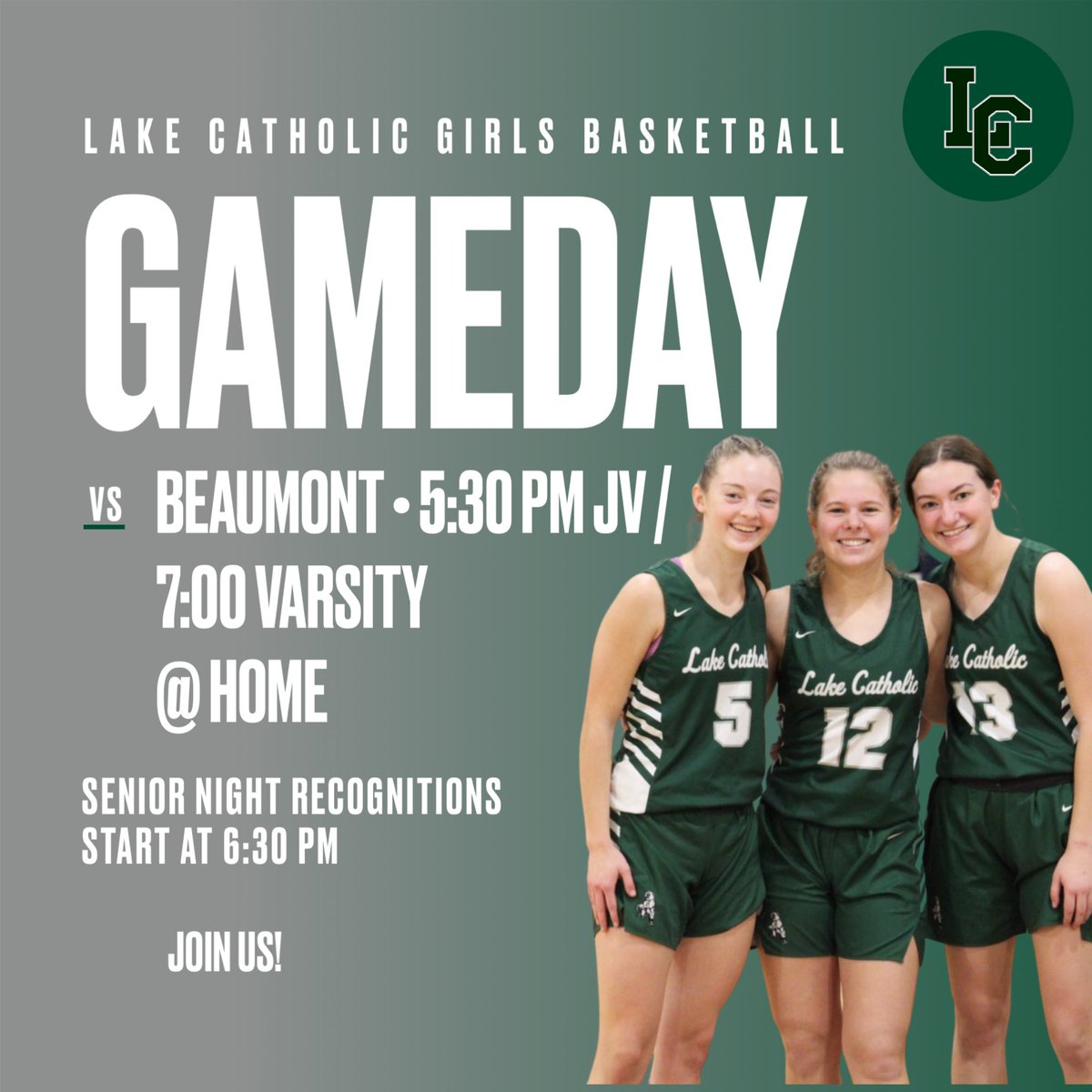 Join us TOMORROW night as we celebrate our 3 amazing Seniors, who have been with our program for the last 4 years! 

Let’s have a HUGE crowd to cheer on Kenzie, Rachel and Mia and all they’ve done (and still have to do!) for this program! 👏🏼🙌🏼💚🤍
