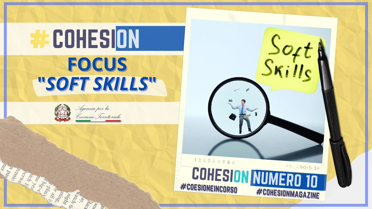AgenziaCoesione's tweet photo. ❓Cosa sono le #SoftSkills?❓
⏭E quali sono quelle più richieste nel mondo del #lavoro?
💥Un focus dedicato è online sul nuovo numero di #CohesionMagazine
👉https://t.co/CB4p3vj4Xr
#CoesioneInCorso #formazione #reclutamento https://t.co/Ko8zR4t6Uk