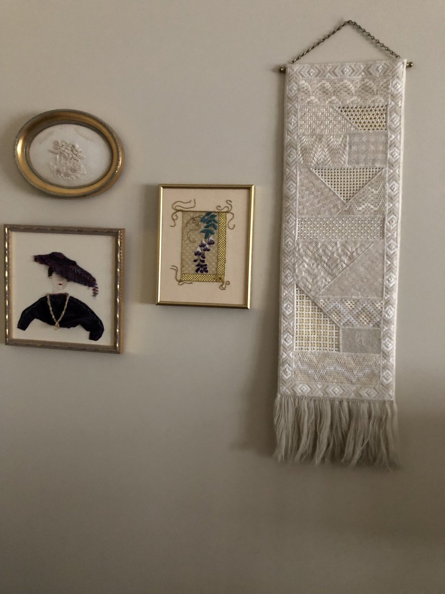 sigs12k's tweet photo. Discovered while looking for something else, the needlework piece on the right is back in place. Have been looking for it since we moved back in mid-March after renovations completed. Happy day! https://t.co/DUcTnwOqu8