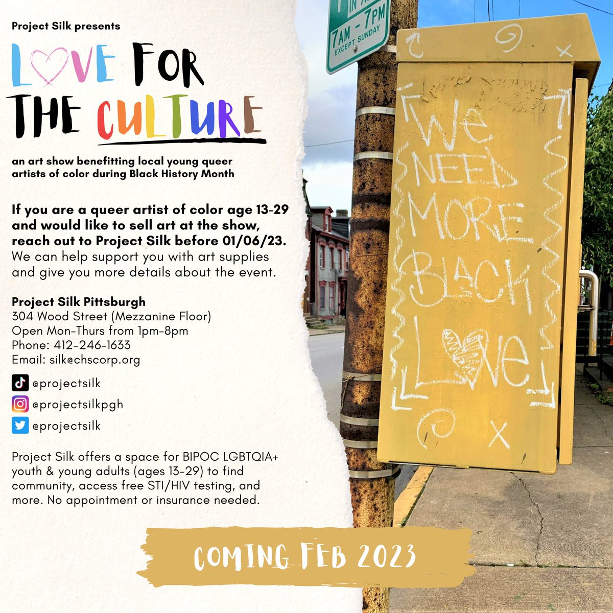 projectsilk's tweet photo. We've got local queer artists of color creating art for February and we are looking for more. Hit us up before Friday! For those just interested in attending, stay tuned. More details to follow. #pittsburgh #lgbtq https://t.co/BMuDa84rOW