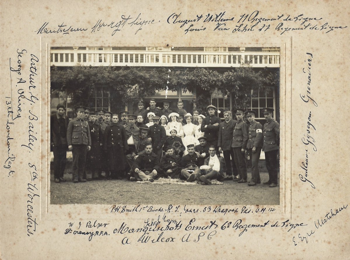 FryerningFrame's tweet photo. @WeAreCyclingUK @RamblersGB @essexhighways @IngFryPC @Brentwood_BC Why I wanted to take this photo on NYD.
Huskards Aux. War Hospital, October 1914.
Belgians not Pedallers
(#IFHAS @essexarchive ) https://t.co/kq6GxV7uH9