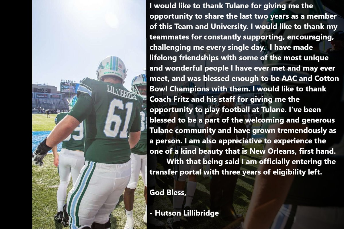 Thank you to my teammates and to the Tulane community