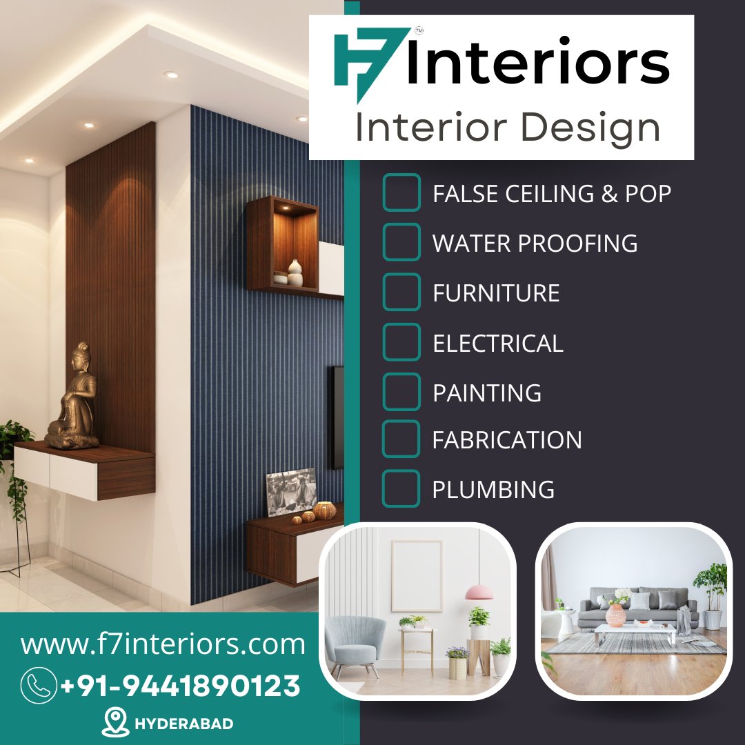Let Us Help You Create The Perfect Space For You And Your Loved Ones To Enjoy For Years To Come. Let Appearance Be Amazing😍With F7 Interiors In Hyderabad.
☎️𝐂𝐚𝐥𝐥: +91-9441890123 
.
.
.
.
#InteriorDesigning #InteriorDecor #HomeDecorator #F7Interiors #Hyderabad
