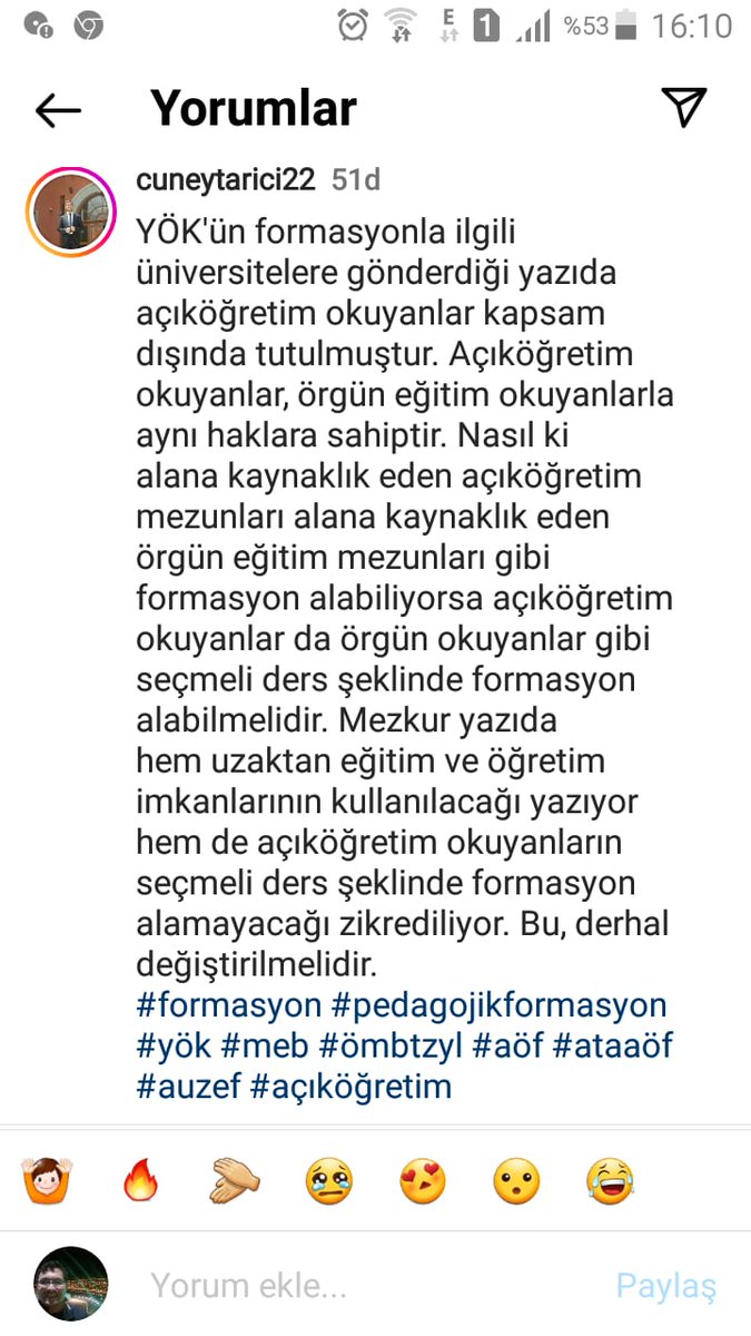 2547 sayılı kanunun 12.maddesindeki d ve fıkraları ile 43.maddenin c fıkrasına göre hazırlanan yönetmeliğin 13.maddesinde belirtilen"Açıköğretim öğrencileri ile aynı öğretim programına göre örgün öğretim öğrencileri arasında öğrenci hakları eşittir
#aöfformasyonadahil
<a href="/erolozvar/">Erol Özvar</a>
