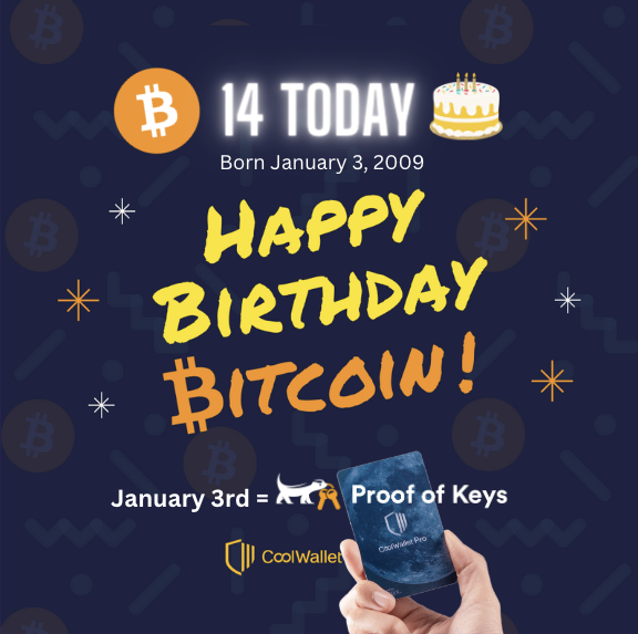 Happy 14th Birthday #Bitcoin 🎉!
1) On January 3, 2009, creator(s) #SatoshiNakamoto mined Bitcoin's first block (#genesisblock).
2) Today's also #ProofOfKeys Day, where we #selfcustody to stress-test #crypto exchanges' #BTC reserves.
Read why👇:
coolwallet.io/bitcoin-birthd…