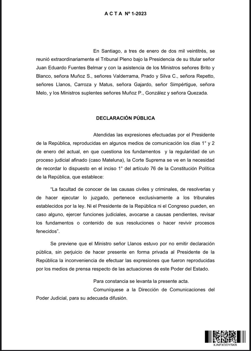 Hermosa mandada de chucha del poder judicial al ejecutivo. Charchazo “histórico” como dirían los iluminados.