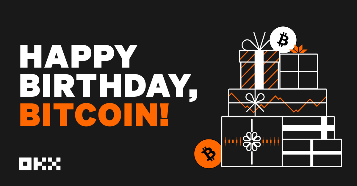okx's tweet photo. 🔨 On Jan. 3, 2009, the #Bitcoin Genesis Block, AKA block 0, was mined by Satoshi Nakamoto. 

The world hasn’t been the same since.

🎂 Happy 14th birthday, $BTC https://t.co/xqSFLAcdwv