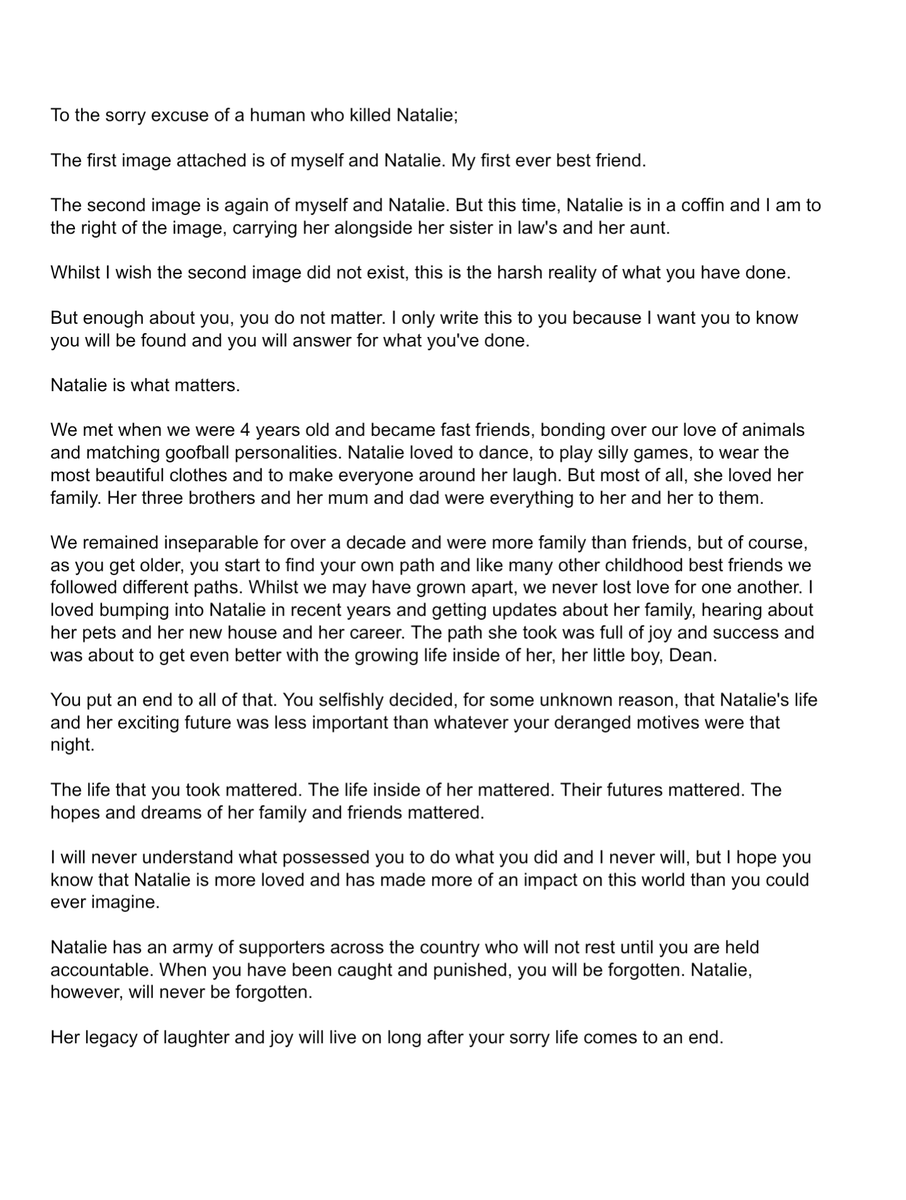 JayneDoran4's tweet photo. An open letter to Natalie's killer.

#justicefornatalie
#nataliemcnally https://t.co/pnzKnKEcBD