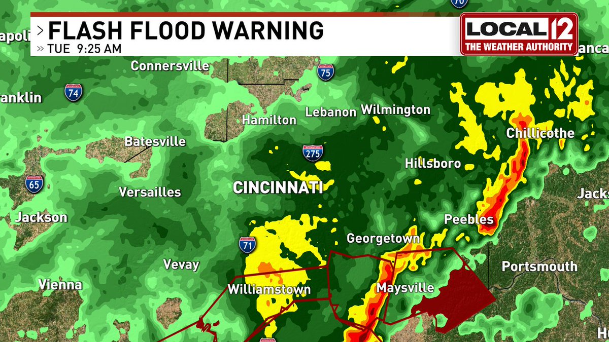 A Flash Flood WARNING has been issued for Mason, Adams, Lewis, Brown until 1/03 12:30PM. NEVER drive across a flooded road! Please visit local12.com/weather for the latest radar and to download the Weather Authority App.