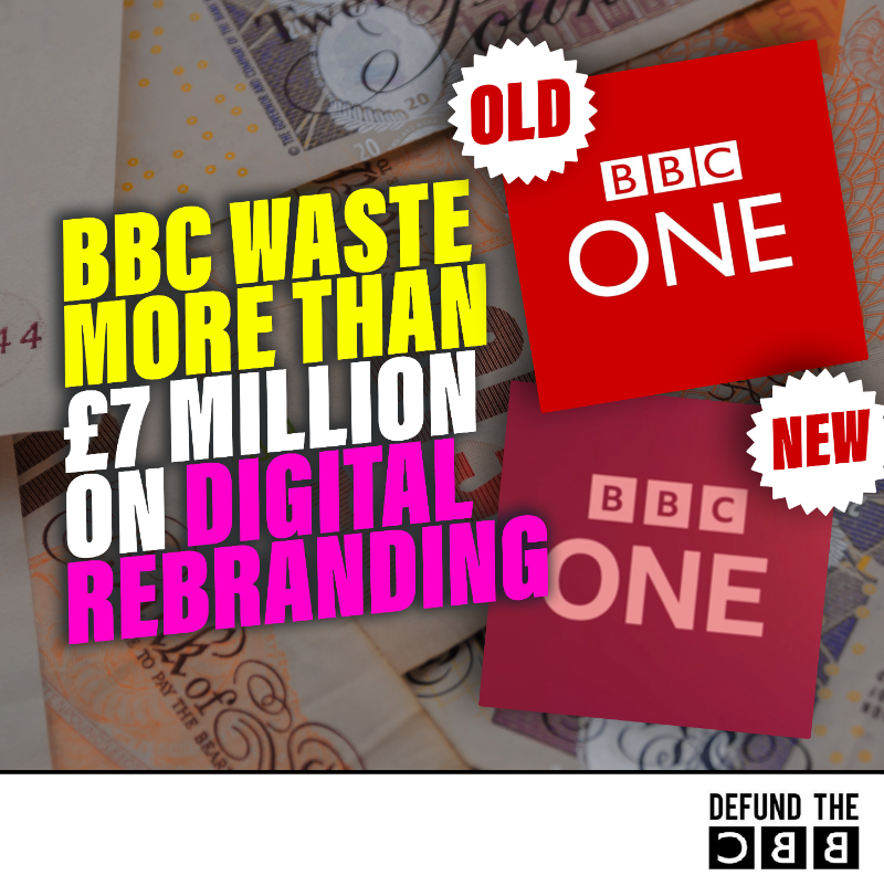 DefundBBC's tweet photo. Data obtained through the Freedom of Information Act has shown the BBC spent more than £7 million of licence fee payer’s money on rebranding their logos that Brits mocked for looking the same as the old ones! 

What a waste of money! #DefundTheBBC