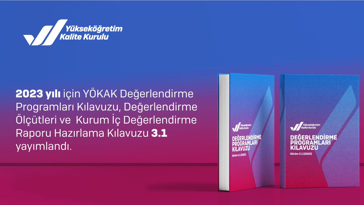 ykalitekurulu's tweet photo. 2023 yılı için YÖKAK Değerlendirme Programları Kılavuzu, Değerlendirme Ölçütleri ve Kurum İç Değerlendirme Raporu Hazırlama Kılavuzu 3.1 yayımlandı.

Detaylar için: https://t.co/lsjPspWxVe https://t.co/yarbH7X78Y