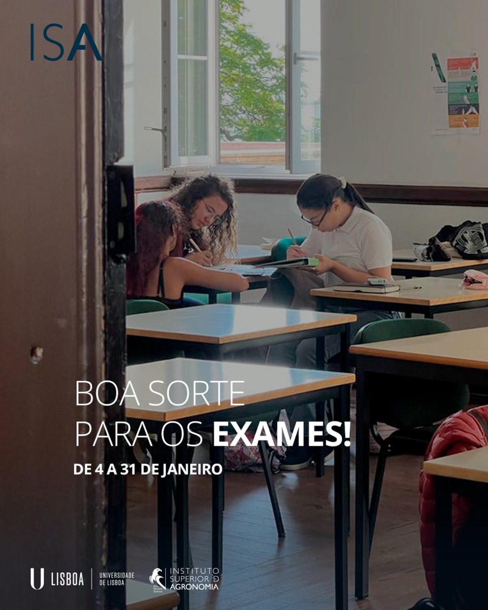 isagronomia's tweet image. Em janeiro arranca uma nova fase do ano letivo para os nossos alunos. O ISA deseja a toda a comunidade que o mês de janeiro corra da melhor maneira.
#isagronomia #exames #ulisboa