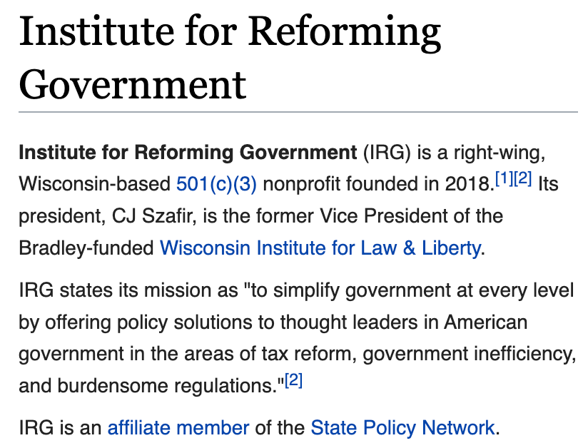 jnorcr's tweet photo. @RepDittrich One begins to suspect you are actually fighting for your lobbyists and right wing think tanks.
Regarding The Institute for Reforming Government:
https://t.co/pbILn0AIzj
#Oconomowoc #TheGreat38th #WIAD38 #LakeCountryWI https://t.co/bV1rmgIT6D
