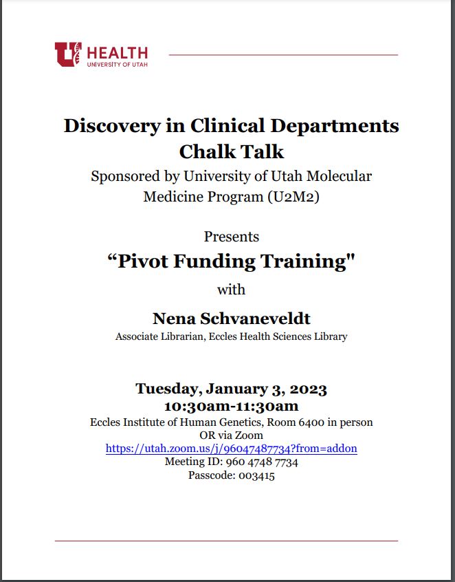 Join us today pin person or online to learn how to use the Pivot funding tool. Looking forward to seeing you there!