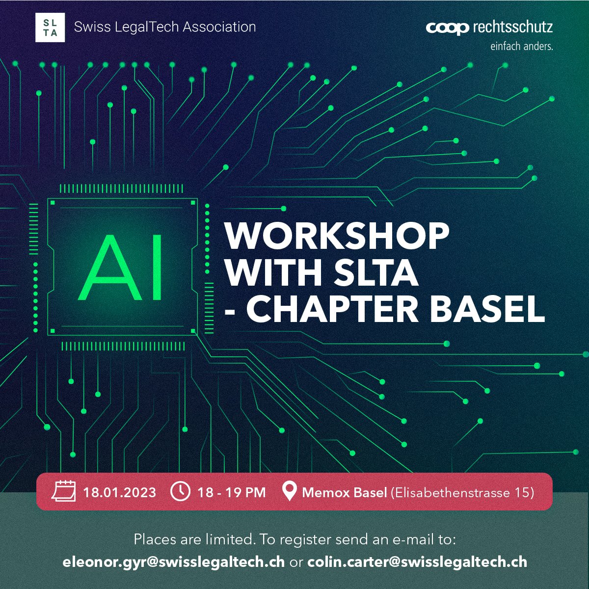 💡Join us for an #AI workshop with <a href="/colin_r_carter/">Colin Carter</a>, Co-Head of the SLTA chapter Basel and legal engineer at Coop Rechtsschutz AG, to learn about querying large language models. 

To register, please send an email to:
eleonor.gyr@swisslegaltech.ch or colin.carter@swisslegaltech.ch
