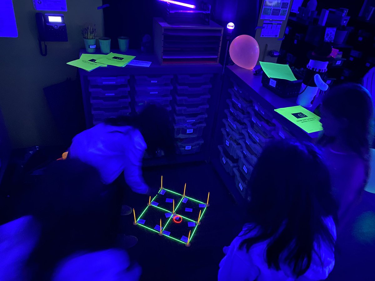 ADESRowe's tweet photo. Glow day is underway!  We are answering comprehension questions through glow games in reading (ring toss, tic-tac-toe, toss the ball, roll the dice, and glow letter rocks)! @adeDCSD @ADESjmay https://t.co/j5bfipQhBD