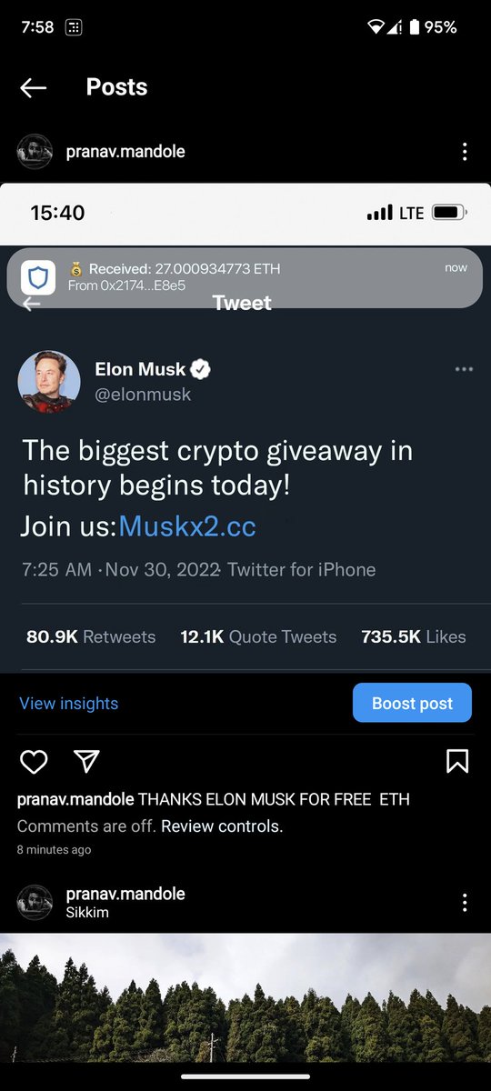 pranav_mandole's tweet photo. Some Crypto Freak Hackers has hacked my @instagram account &amp; posting stories &amp; post related to nft's cryptocurrencies. I'm not familiar with any type of crypto shit, Please
@instagram Support me. It's so useless even when I've more than 2 verification process. @StaySafeOnline https://t.co/m40JlhyrKN