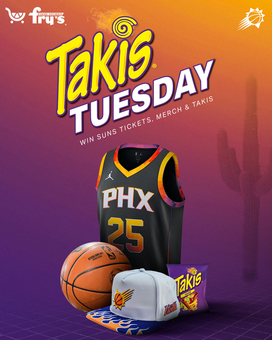 Phoenix Suns on X: Tomorrow is Takis Tuesday at @FrysFoodStores! Have a  chance to win tickets to an upcoming Suns game, @TakisUSA and more! 📅 1.11  🕛 12PM - 1PM 📍 6601