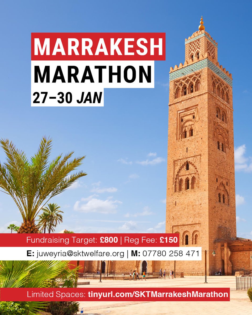 sktwelfare's tweet photo. Join us to spread smiles with miles at Marrakesh Marathon 
https://t.co/dBA2mO1rSG 

#SKTwelfare #MarrakeshMarathon #Morocco #thoseinneed #raisemoney #givingback #islam https://t.co/s9FKf6fWtI