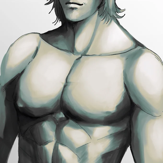 版権キャラ描いてたんだけど筋肉可愛く描けたから筋肉だけ見て 