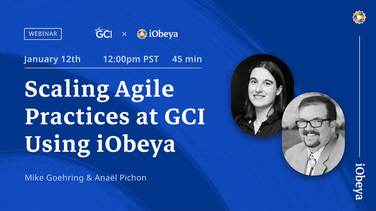 iObeya's tweet image. [WEBINAR]📣 Last call to join the #webinar, “#ScalingAgile Practices at GCI Using iObeya.”

🎙 Mike Goehring, SAFe® Program Consultant at @GCICanada and Anaël Pichon, CSO Manager at iObeya
📅 Jan 12 3:00 PM ET/ 12:00 PM PT
👉 Register now: bit.ly/3jCa5pi

#SAFePractices