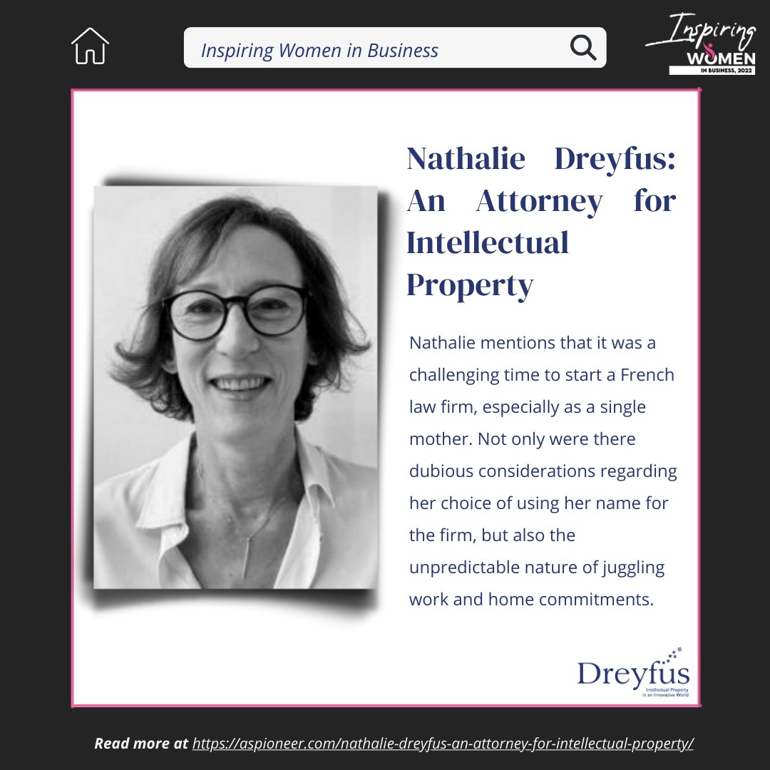We are delighted to #share with our clients, colleagues and friends this special announcement to let you know that our Founder & #CEO, Nathalie Dreyfus has been presented by Aspioneer as one of the most ' Inspiring Women in Business for 2022'.

⬇️⬇️
aspioneer.com/nathalie-dreyf…