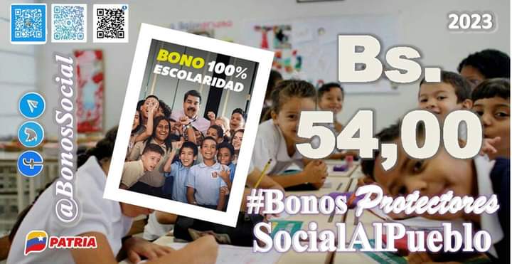 BonosSocial's tweet photo. 📝 #TOMANOTA: A través del #BlogPatria hay un error sobre el Bono 💯% Escolaridad es Bs. 54,00.

📌 Y por cada niño y niña registrado en el hogar es Bs. 43,20 por cada uno, en el blog patria refleja en Bs. 53,20 y algunos usuarios reportan que recibieron 43,20.

 #PazYConvivencia https://t.co/t1cpPirrS4