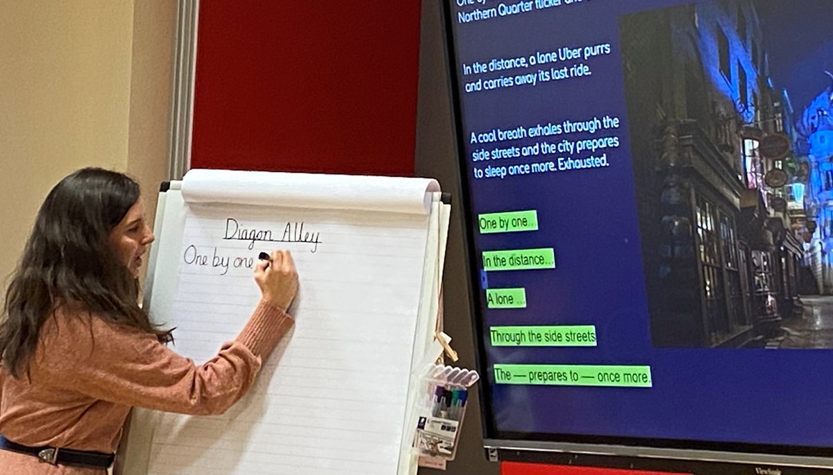 greenfieldsps's tweet photo. We are so lucky to have Amelia Holdcroft @holdcroft_l leading our shared/modelled writing training today - such an inspiration to all our teaching staff #expertleadership #T4W https://t.co/hFGaQEARyJ