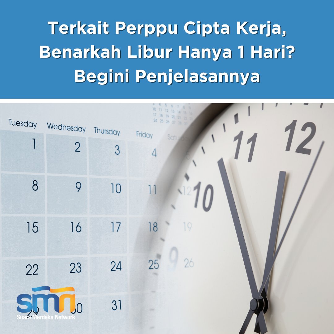 suaramerdeka's tweet photo. Terkait Perppu Cipta Kerja, Benarkah Libur Hanya 1 Hari? Begini Penjelasannya
https://t.co/OO8AdFV26C
#interpensi #libur #kerja #pekerja #perpu #uuciptakerja #ciptakerja #keliru #pasal #perusahaan #minggu #jamkerja #liburkerja https://t.co/zGymtAspH9