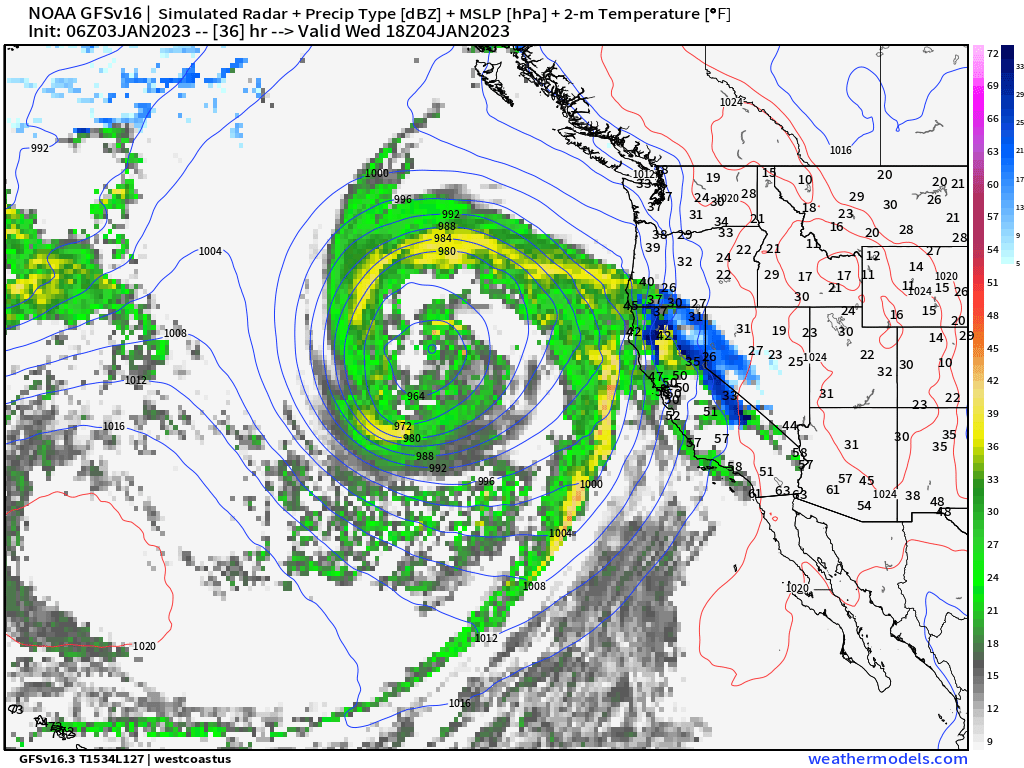 RyanWeather's tweet photo. 📈Circulation of massive Super #BombCyclone pulls Siberian/Arctic air behind the cold front.  

Ahead of storm center is a vigorous atmospheric river 🌧 leading to floods

🌀 Hurricane force winds extend over a huge area.  

Extreme coastal impacts expected. https://t.co/zuwXBQF6a2
