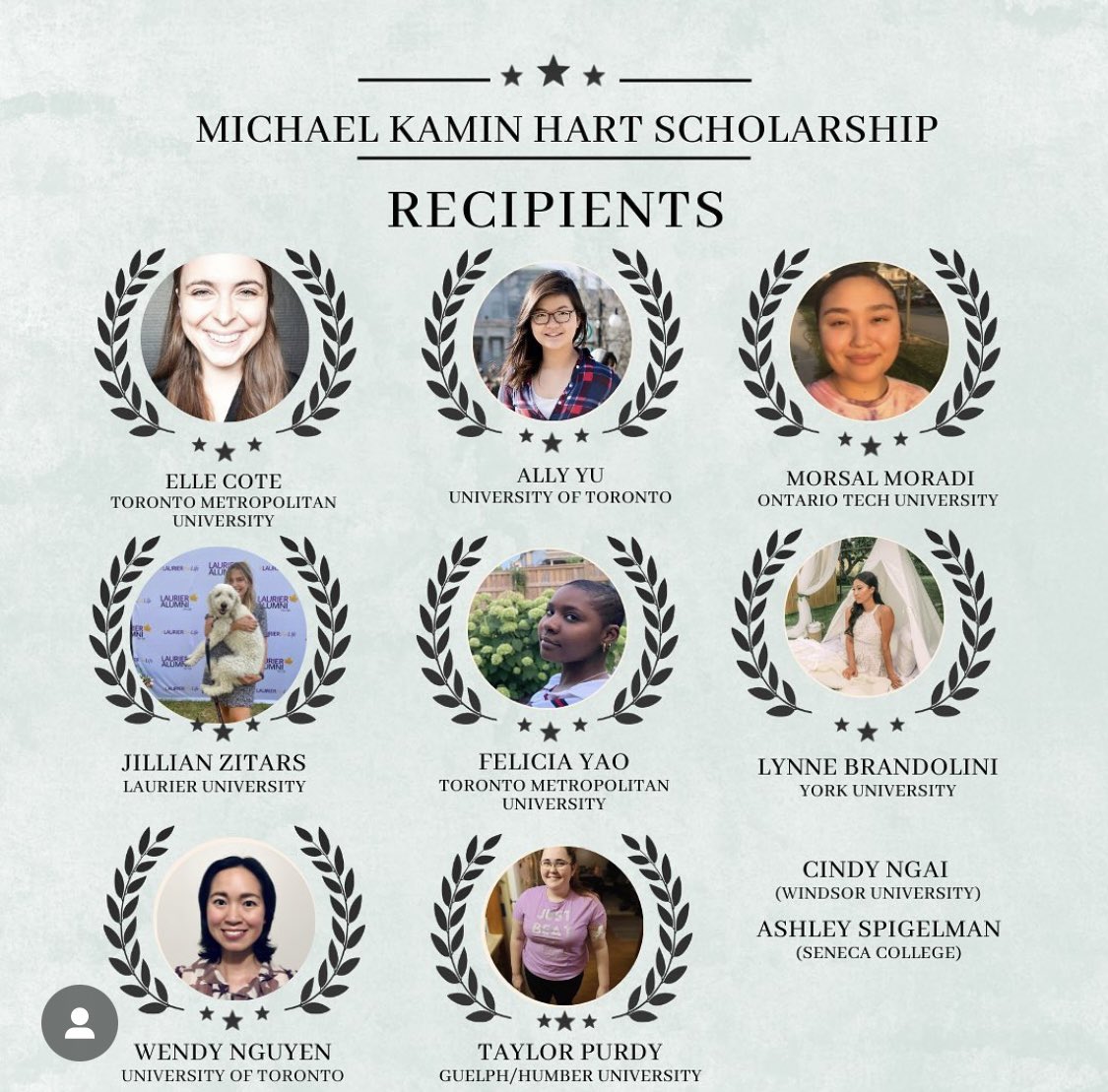 Announcing the recipients of the Michael Kamin Hart Scholarship for the 2022-2023 School Year! Congratulations to all those who have won ✨