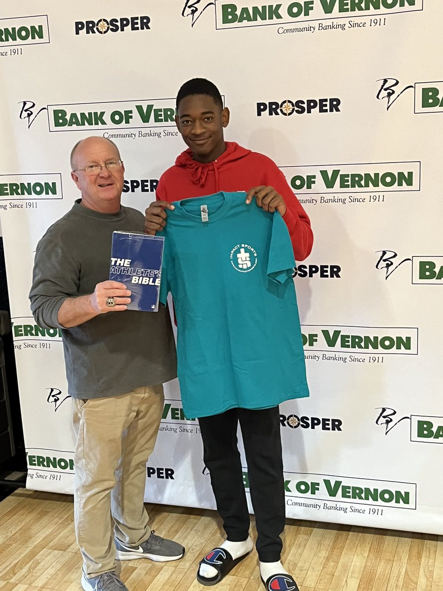 Our MVP of Game 2 of Day 3 is brought to you by the good folks at Bank of Vernon. 
Congrats to Elija Johnson of West Lowndes High School for being selected as the Impact MVP! 
Shout out to FCA and Greg Sykes for donating Bibles to each MVP!
 #impact #leaveamark #fca #chaseJesus