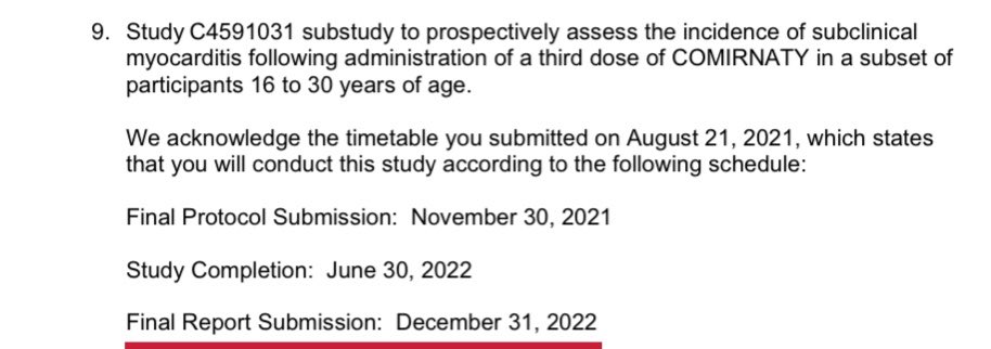 healthbyjames's tweet photo. FDA did not release Pfizer’s final report on subclinical myocarditis in kids aged 16-30 that was promised by 12/31/22.

What is @US_FDA and @pfizer hiding?

Demand this information be released.

https://t.co/mOGNpfMTxf https://t.co/46GgaixnZH