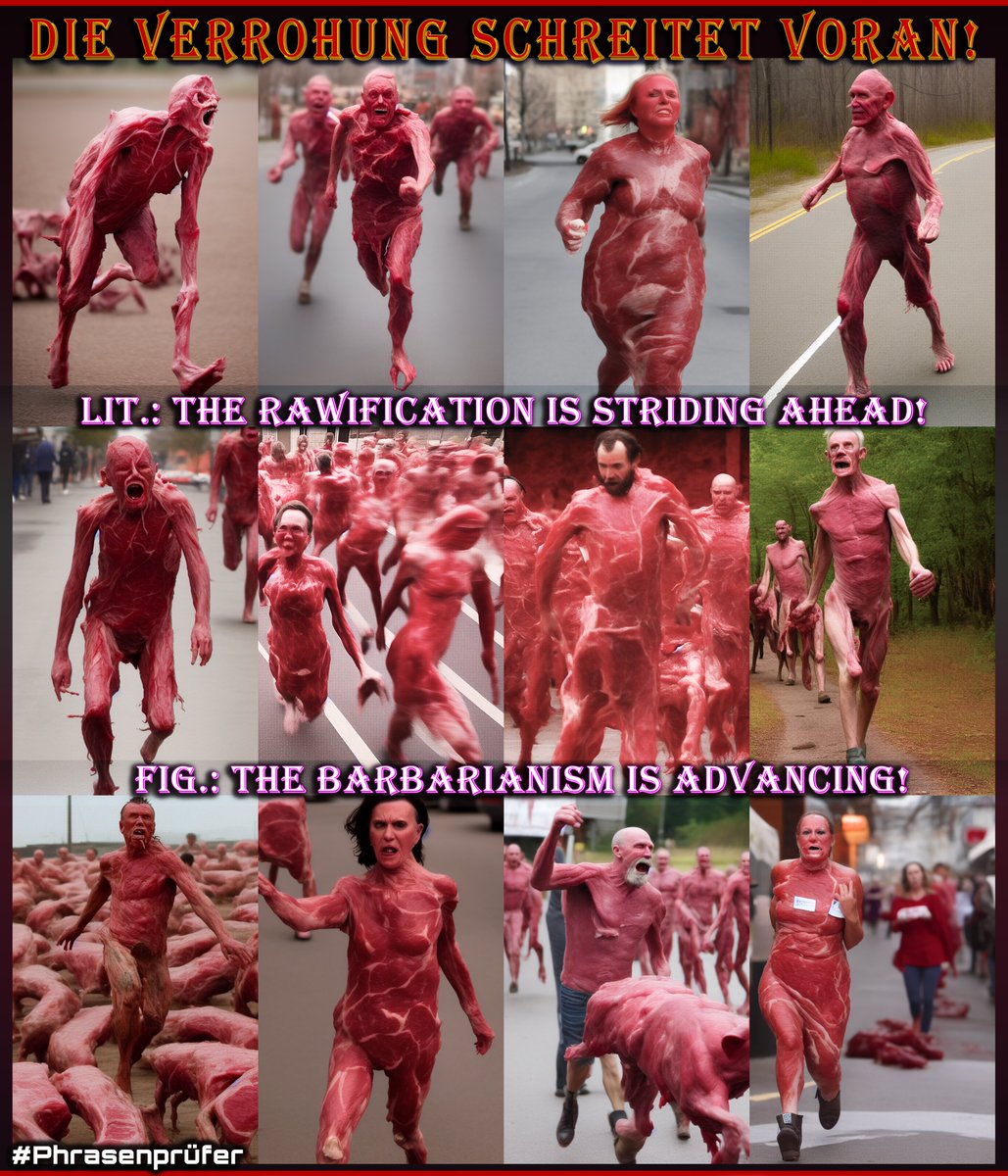 zer0int1's tweet photo. English-speaking community right now: #Anthropomorphizing #AI is #dangerous.

Meanwhile in #Germany: *Anthropomorphizes #society-scale #hate, #mayhem &amp; #rampage in the #news*
🤯🧨

#Phrasenprüfer #Satire #Meme #stablediffusion #AIart #Verrohung #Gewalt #Hass #Pyro #Gesellschaft https://t.co/QdXAXE4oe2
